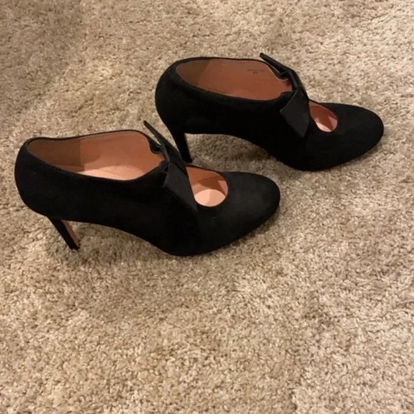 Kate Spade Bavila Black Suede Bow Heels shoes size 6 like new no tags - Picture 5 of 7